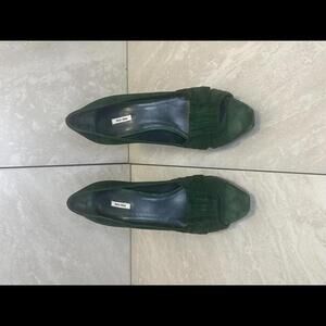 Miu Miu green suede peep-toe pumps Size 38.5/8.5